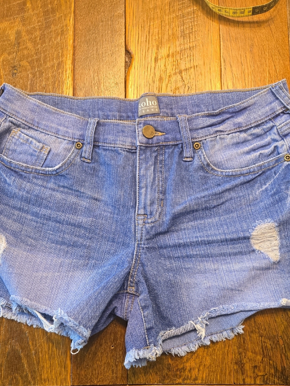 SOHO 6 Denim Distressed Cutoff Shorts - Light Blue